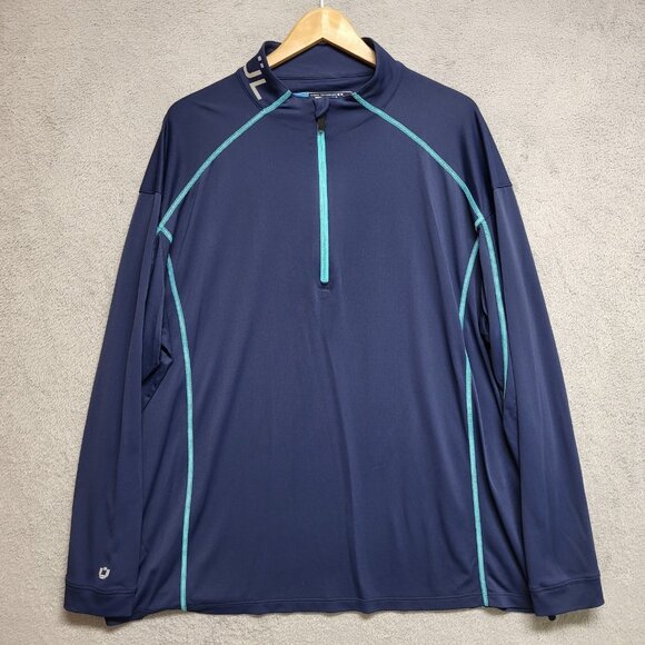 Ibkul Pullover Men 2XL Blue Turquoise 1/4 Zip Icefil Mock Long Sleeve UPF Casual - Picture 1 of 11